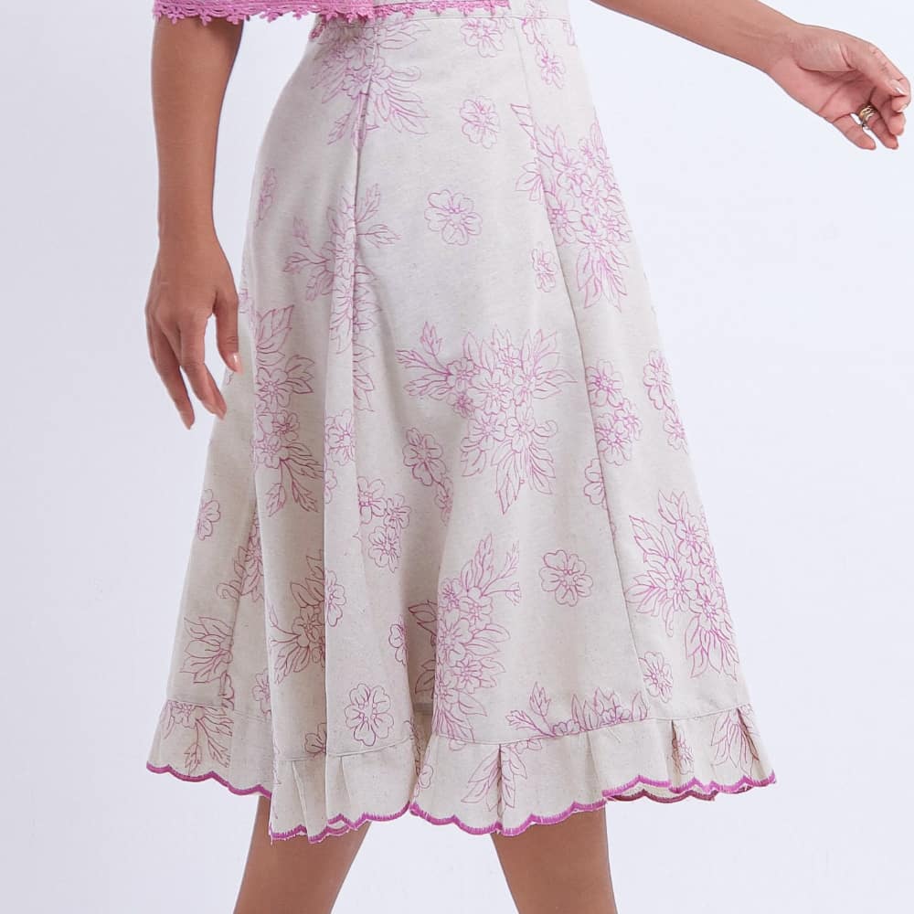 Conjunto Feminino Midi Bordado Lilás Luana - FL12