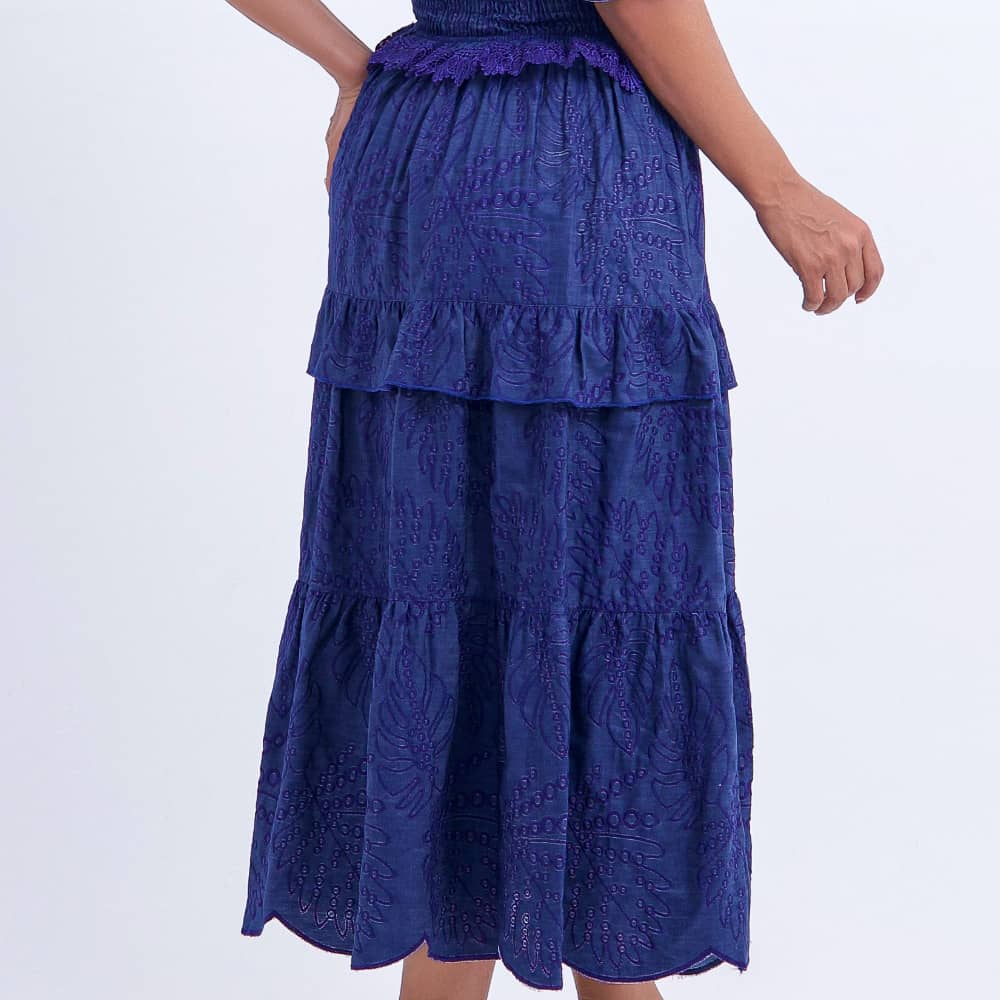 Vestido Feminino Bordado Violeta Estilo Godê Natália - FL18