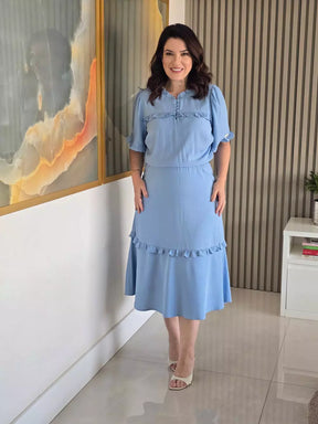 VESTIDO EVASÊ COM BABADINHOS