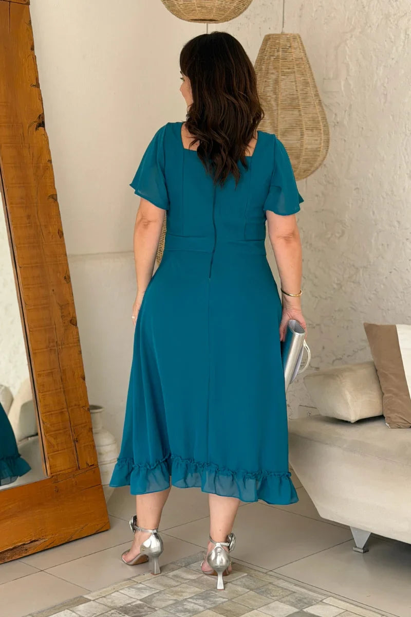 Vestido Jade Verde em Chiffon Premium