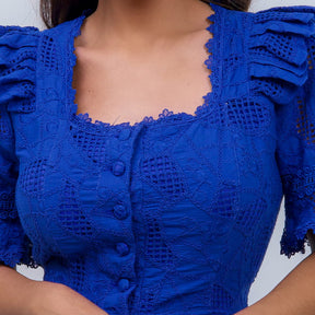 Vestido Feminino Midi Renda Azul Emily - FL17