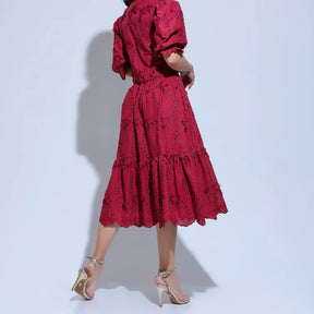 Conjunto Feminino Richelieu 3D Vermelho Bordado Luma - FL23