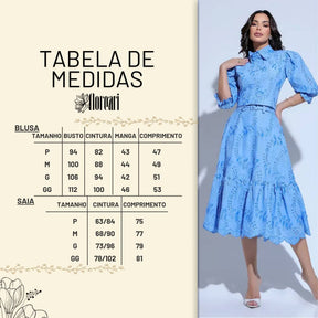 Conjunto Feminino Richelieu 3D Azul Bordado Luma - FL25